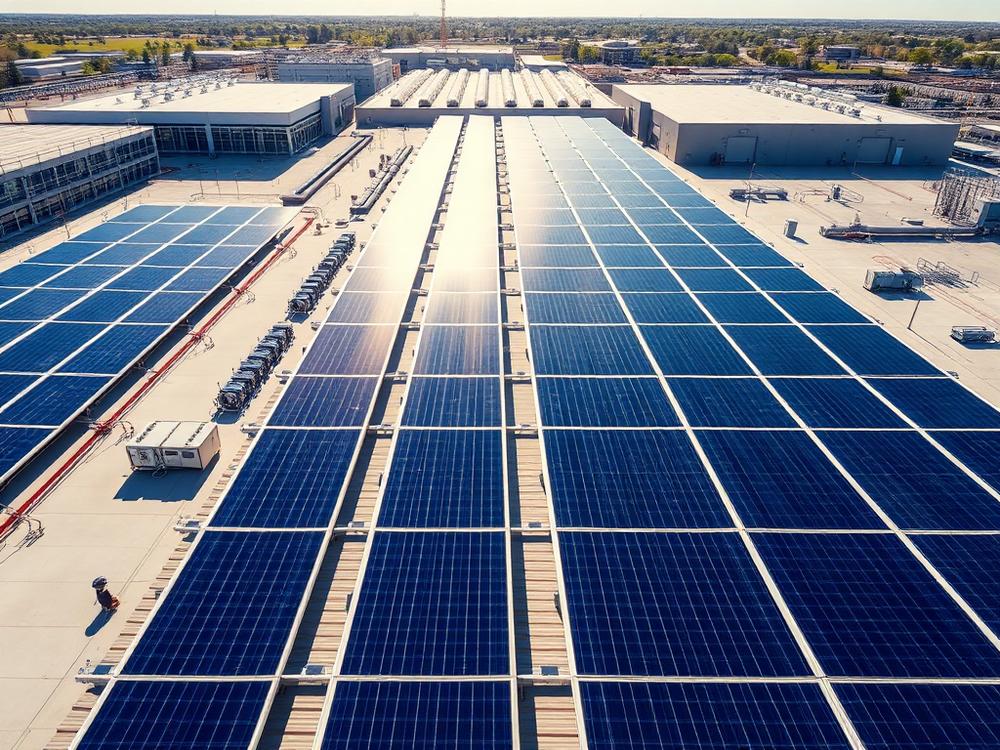 Campo de captadores solares térmicos sobre la cubierta de un complejo deportivo en Almoradí